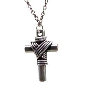 Silver Tone Easter Cross Pendant Chain Necklace